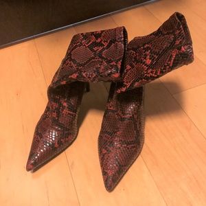 snake leather sock boots